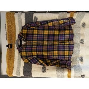 LL Bean Women's Scotch Plaid Flannel Shirt Zip Hoodie- Small